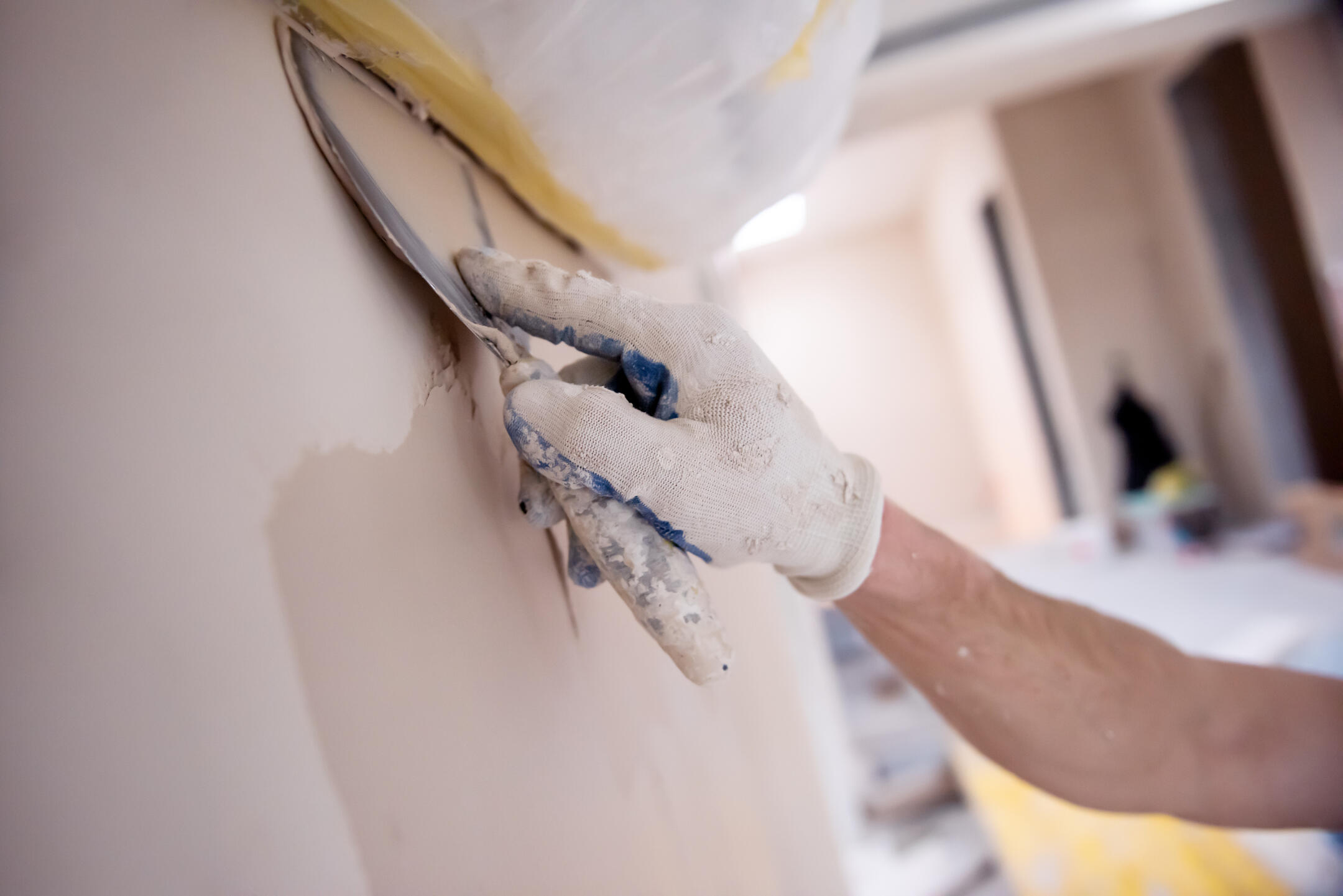 Tulare drywall repair and ceiling resurfacing work in progress
